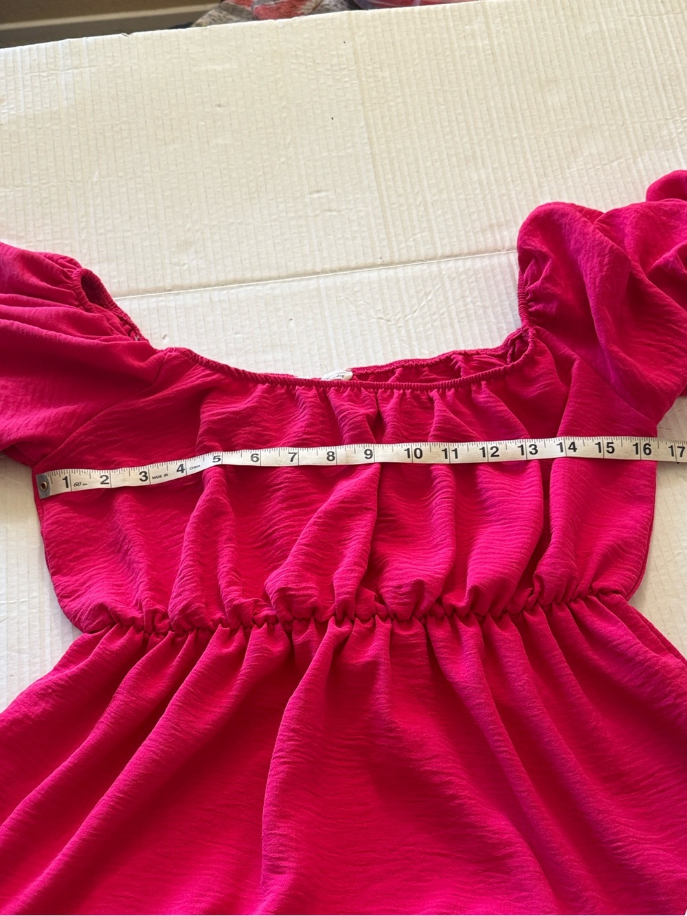 See You Monday Hot Pink Tiered Midi Dress Size L Puff Sleeve Romantic Cottage - Picture 8 of 12